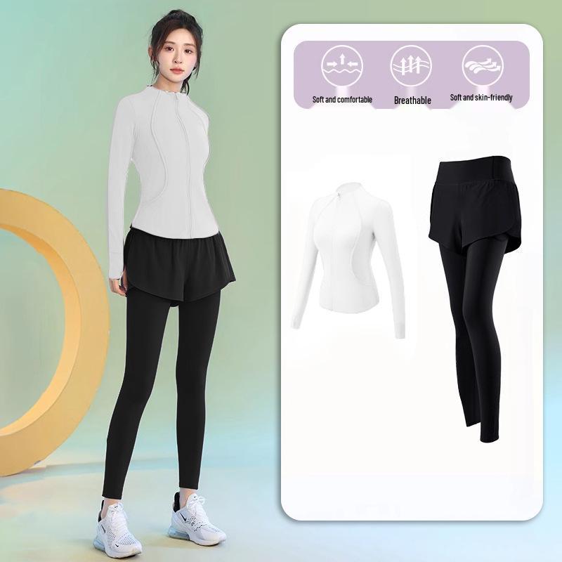 Женский комплект для похудения 2025 года для утренней пробежки и йоги - Фитнес-одежда с длинным рукавом и быстрой сушкой
