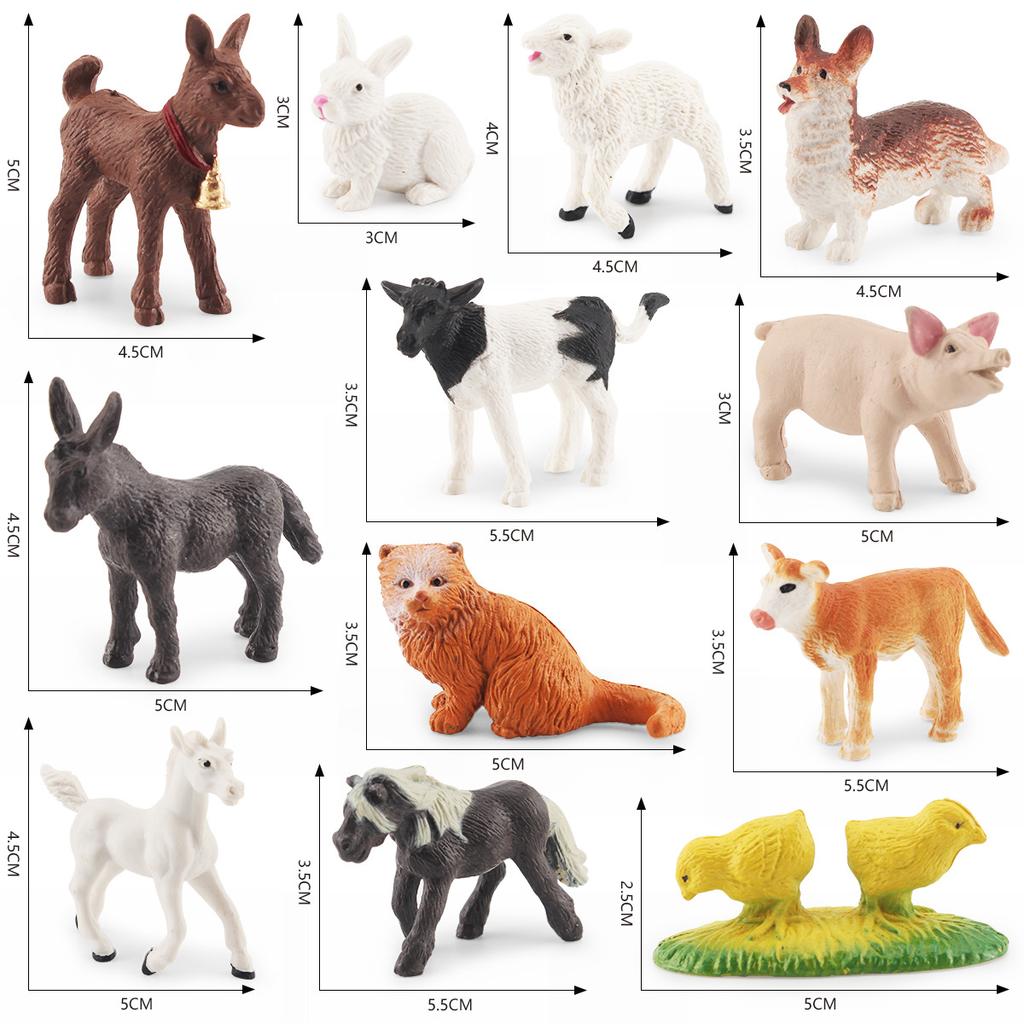 Simulation Farm Poultry Animal Model Cat Dog Pig Goat Donkey Horse Chicken Pasture Cub Scene Ornament Toy