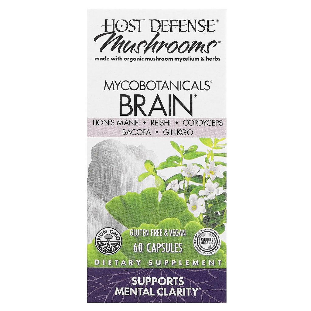 Host Defense, MycoBotanicals, Brain, 60 Veggie Capsules