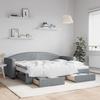 VidaXL Daybed with Trundle and Drawers Light Grey 80x200 Cm Fabric 3197219