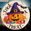 Halloween Wooden Sign with Wizard Pumpkin Pattern - Unique Figurine Ornaments with Trick or Treat - Ideal for Front Door, Farm, Porch Decor