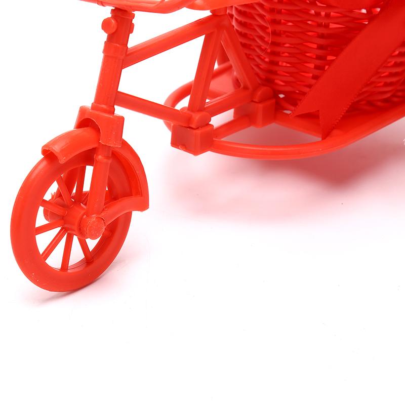 Ротанговая велосипедная корзина для цветов Ваза Хранение Трехколесная Милый цветочный горшок Украшение KTY