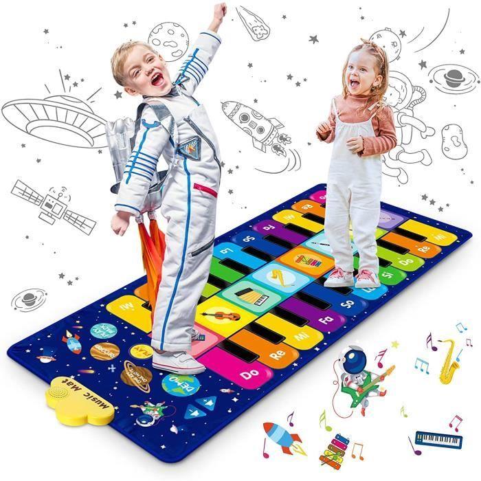 TEHIYOL Tapis Piano Enfant, Ciel Étoilé Tapis Musical Jouets Éducatifs Avec 8 Instruments, 10 Chansons Et 20 Touches, 120 X 48 Cm