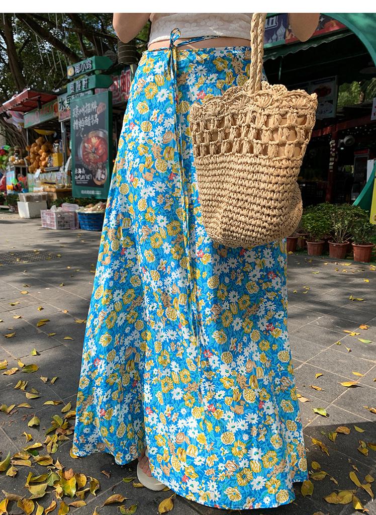 Чистый и соблазнительный плиссированный облегающий топ без бретелей для женщин, новый летний цветочный стройнящий комплект: юбка с высокой талией и модный топ