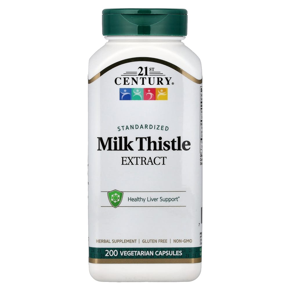 21st Century Standardized Milk Thistle Extract Vegetarian Capsules, 200 Count