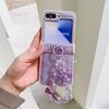 Glitter Pearl Bowknot PU Leather Wrist Strap Phone Case for Samsung Galaxy Z Flip 6 5 4 3 Hinge Protection Shockproof Cover
