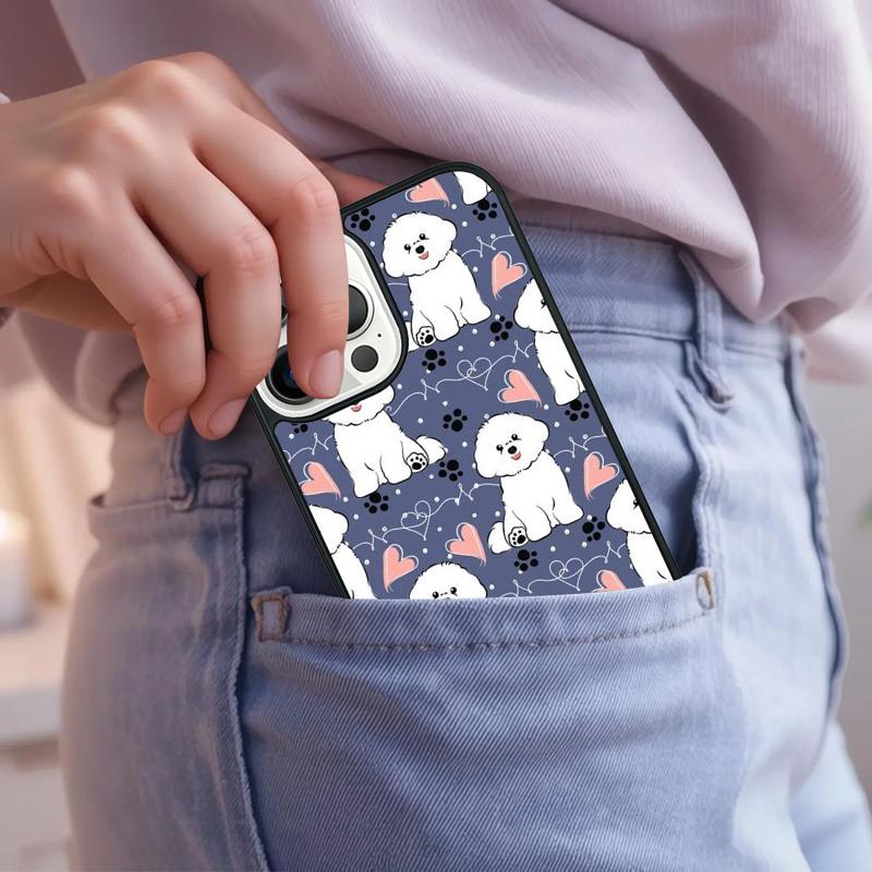 Cute Cartoon Bichon Frise Phone Case For iPhone 17 Air 15 16e 14 13 Pro Max Coque 12 11 Pro Max PLUS cover
