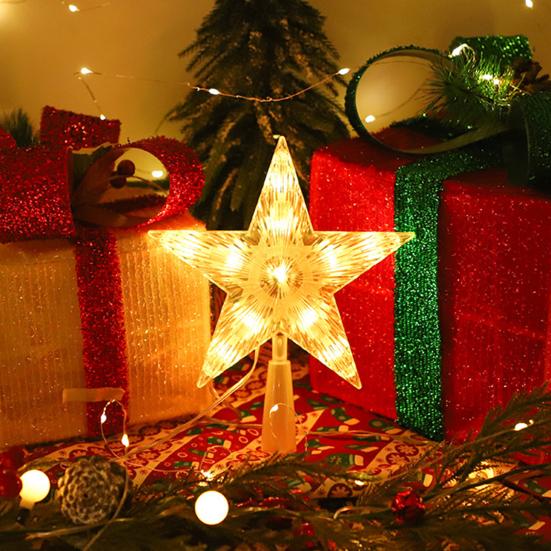 Рождественская звезда-верхушка для елки с несколькими режимами освещения, пульт дистанционного управления, питание от USB, 3D-украшение для верхушки елки в виде звезды