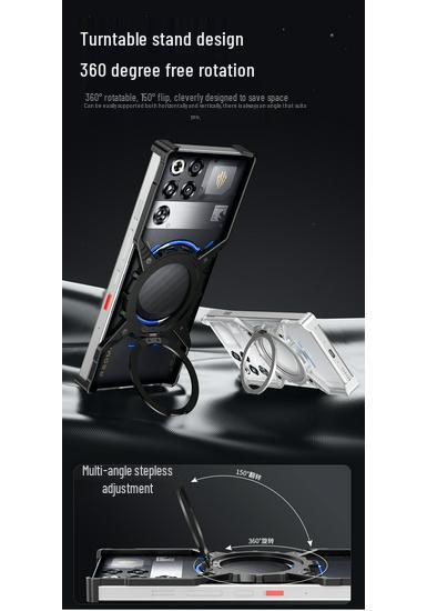Чехол Metal X-Shape для Red Magic 11 Pro+ с магнитной светящейся шестерней и вращающейся подставкой
