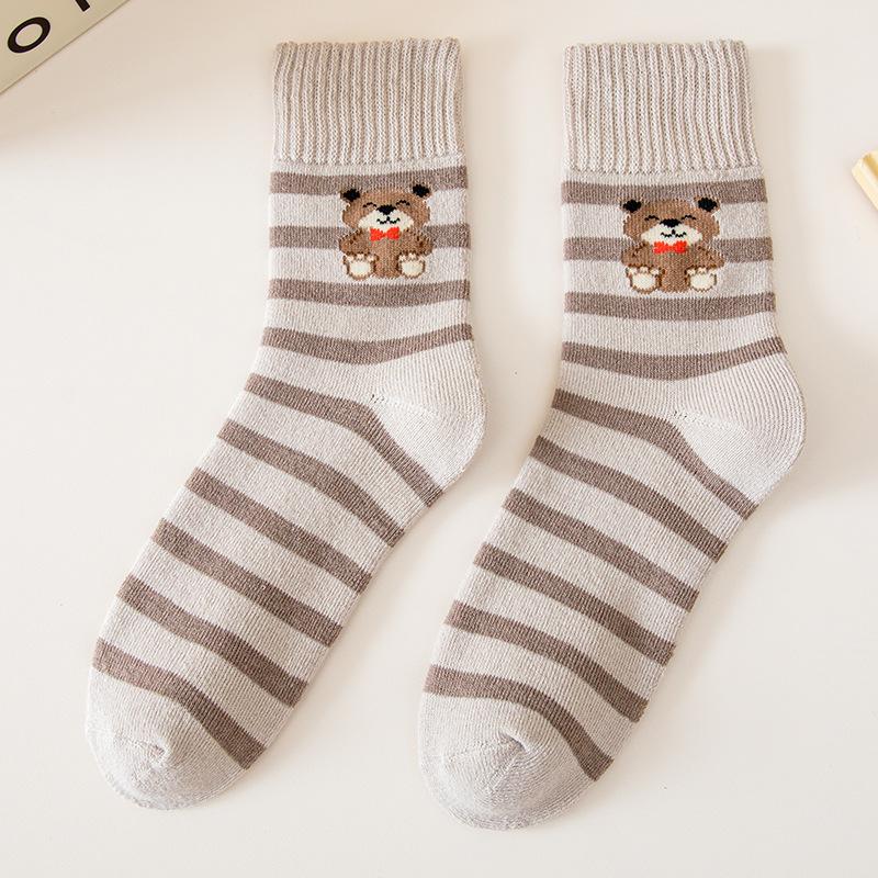 Носки Kawai Bear женские осенне-зимние утолщенные теплые японские женские носки-полуботинки из хлопка в стиле милых девушек