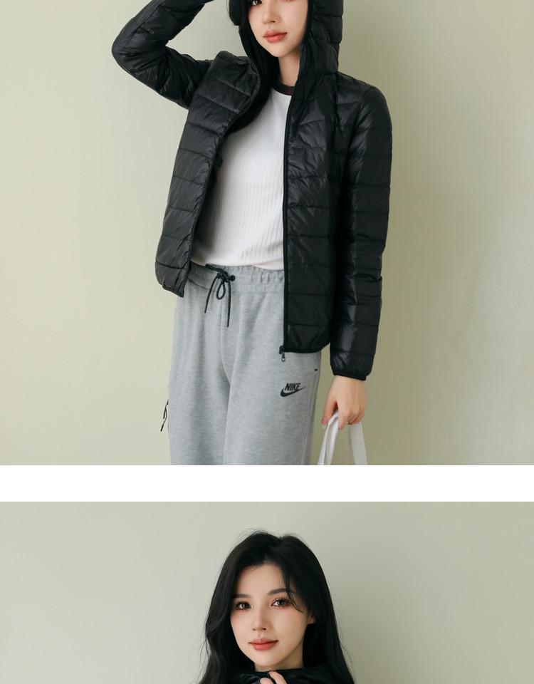 Женская облегченная куртка-пуховик - тонкая, однотонная, белый утиный пух, теплая, простой стиль