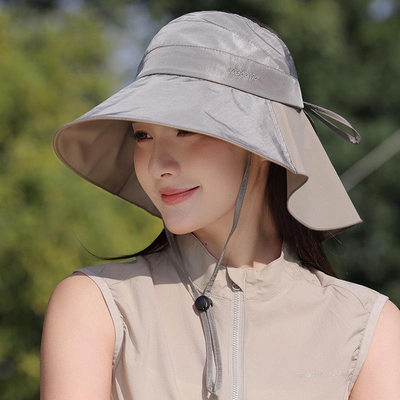 Wide-brimmed open-top sun protection hat for women, summer outdoor breathable UV protection sun hat, hiking and mountaineering shawl hat