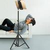 Floor Standing Tablet Stand 360° Rotatable Gimbal Tablet Phone 2-in-1 Stand Three Stage Telescopic Design Metal Material Tripod