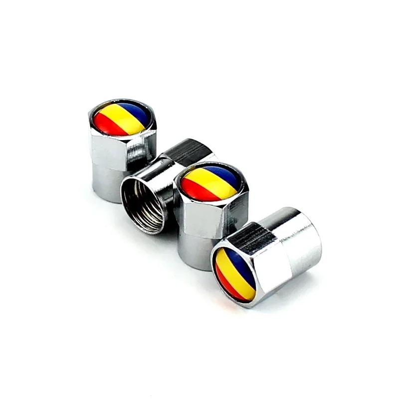 4PCS Romania Flag Car Wheel Tire Valve Caps Tyre Stem Covers for Honda Toyota BMW Nissan Volkswagen KIA Ford Hyundai Subaru