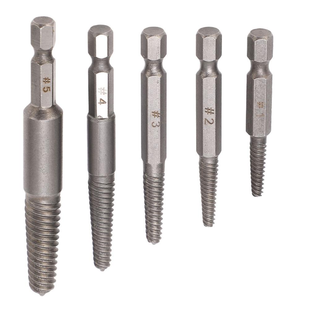 5PCS Chrome-Moly Alloy Steel Screw Remover Set Bolt Extractor Tool For Damaged Bolts