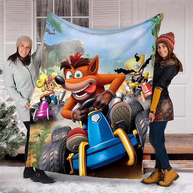 Crash Bandicoot printed throw blanket—lightweight,soft,warm;versatile blanket for all seasons—perfect as &air-conditioning throw,nap blanket