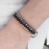 HARANG HR 306B_Silver Ball Fabric Bracelet (Dark Brown)