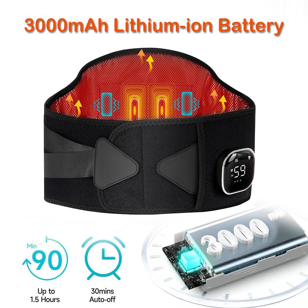 Heating Pad for Back Electric Cordless Lower Back Massager with Heat Waist Support Massage Strap 5 Vibration Massage Mode