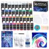 Набор акриловых красок Shuttle Art Acrylic Pouring из 32 цветов: белый и 2 по 60 мл с набором художественных принадлежностей для заливки Art Experts Paint, пигмент, 36, (4 Черный),