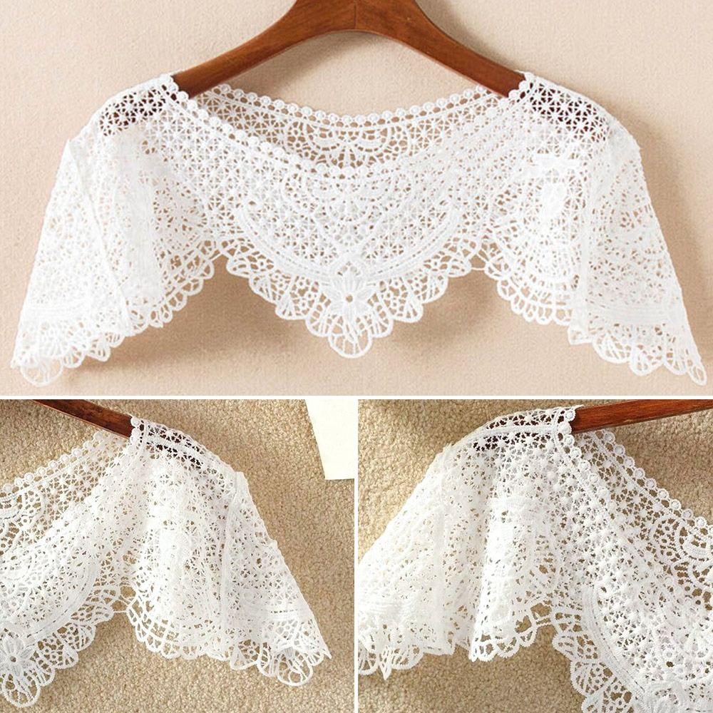 Pure Color Lace Shawl Lace Blouse Shoulders Scarf Female Fake Collar Cape Spring Autumn