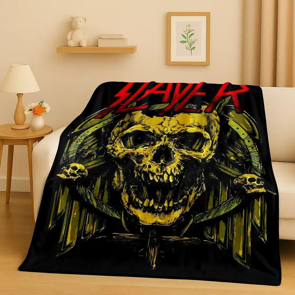 Новый фланелевый плед с изображением группы Slayer в стиле трэш-метал, ультрамягкий теплый плюшевый плед для дома, спальни, кровати, дивана, подарок