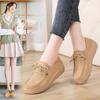 Женские легкие туфли из натуральной кожи в корейском стиле на платформе с толстой подошвой и танкеткой на осень