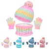 3Pcs/Set Kids Hat Scarf Gloves Set Rainbow Color Twist Texture Hat Thickened Plush Lining Neck Gaiter Knitted Gloves Set