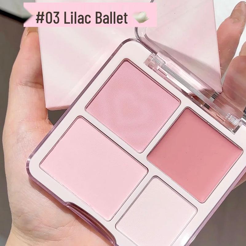 Корейская атмосфера: Четырехцветная палетка румян и хайлайтера для контурирования и осветления