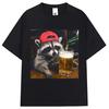 Funny Raccoon Beer Graphic T Shirts Men Women Vintage Fashion Short Sleeve Casual Summer T-shirts Streetwear