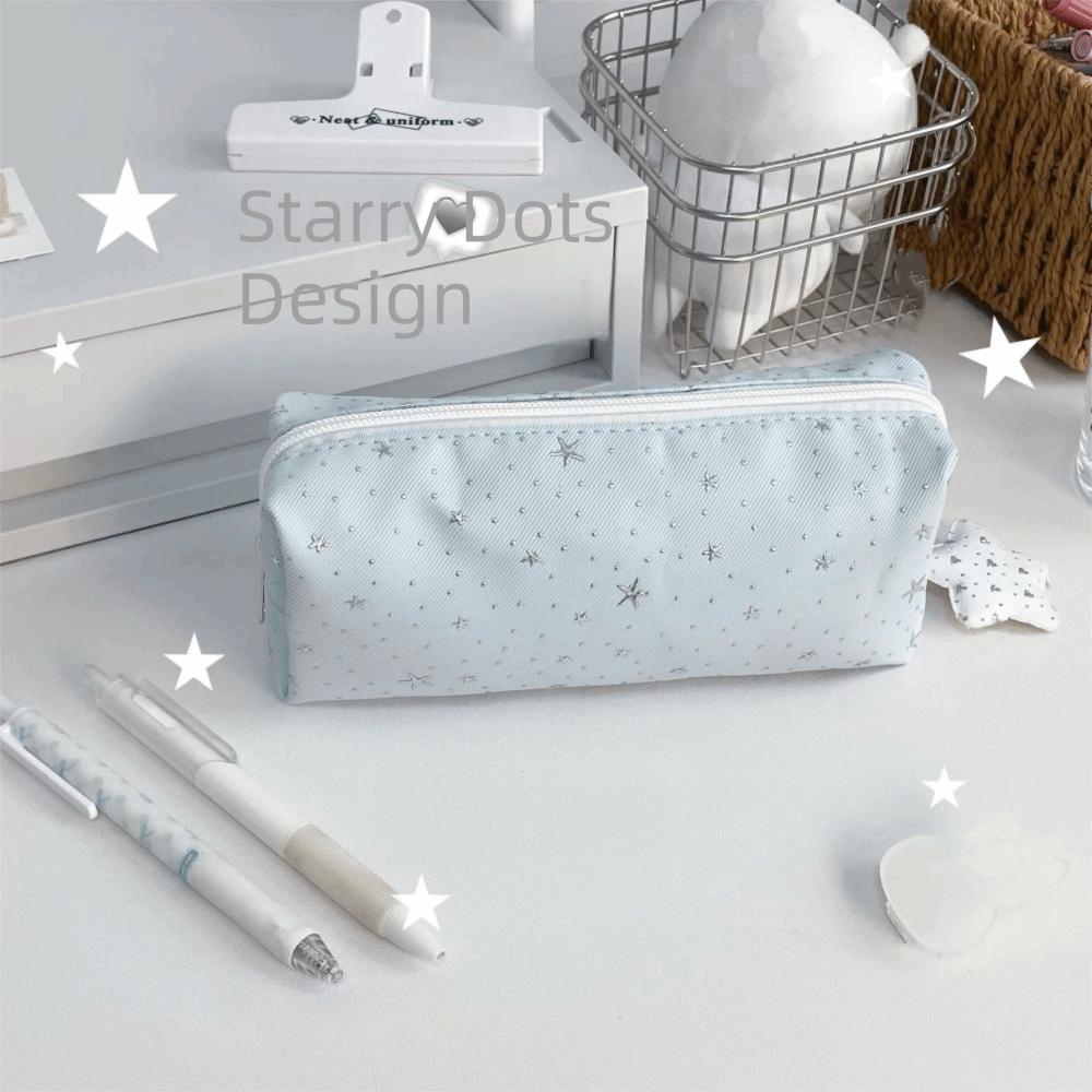 Polka Dot Stationery Storage Bag Cosmetic Organizer Student Pen Bag Office Supplies