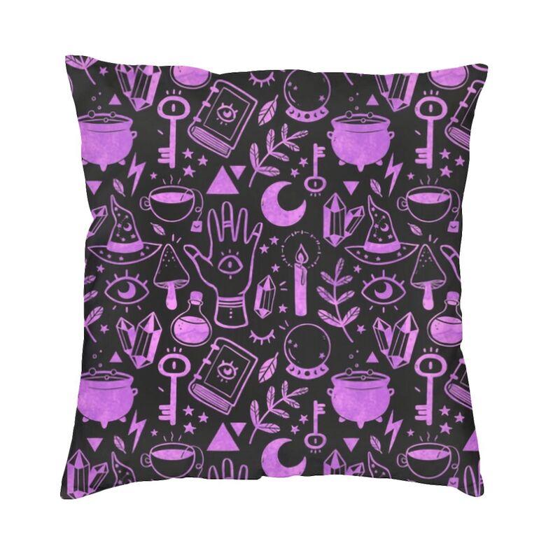 Halloween Witch Crow Cat Bat Print Pattern Cushion Cover Home Living Room Sofa Decoration Square Pillow Pillow Cover