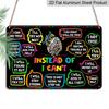 2D Flat, 1pc "Instead of I Can't" Growth Mindset Owl Aluminum Sign, 12"×8" - Colorful Positive Affirmations Plaque - Aluminium Wall Hanging for