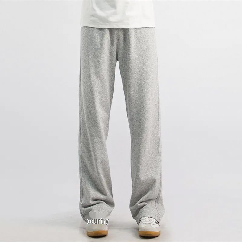 Мужские темно-синие спортивные штаны в стиле ретро - Зауженные прямые штанины, Свободный крой, Повседневная одежда на осень/зиму