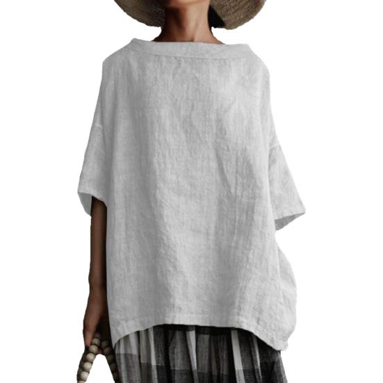 Boat Collar Shirt Comfortable Streetwear Concise Half Sleeve Women Top