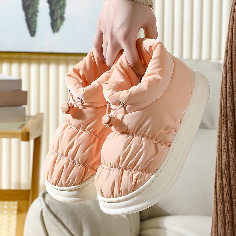 Хлопковые тапочки женские пуховые домашние для дома, комнатные, на толстой подошве, нескользящие, парные, мужские водонепроницаемые хлопковые туфли для тепла дома