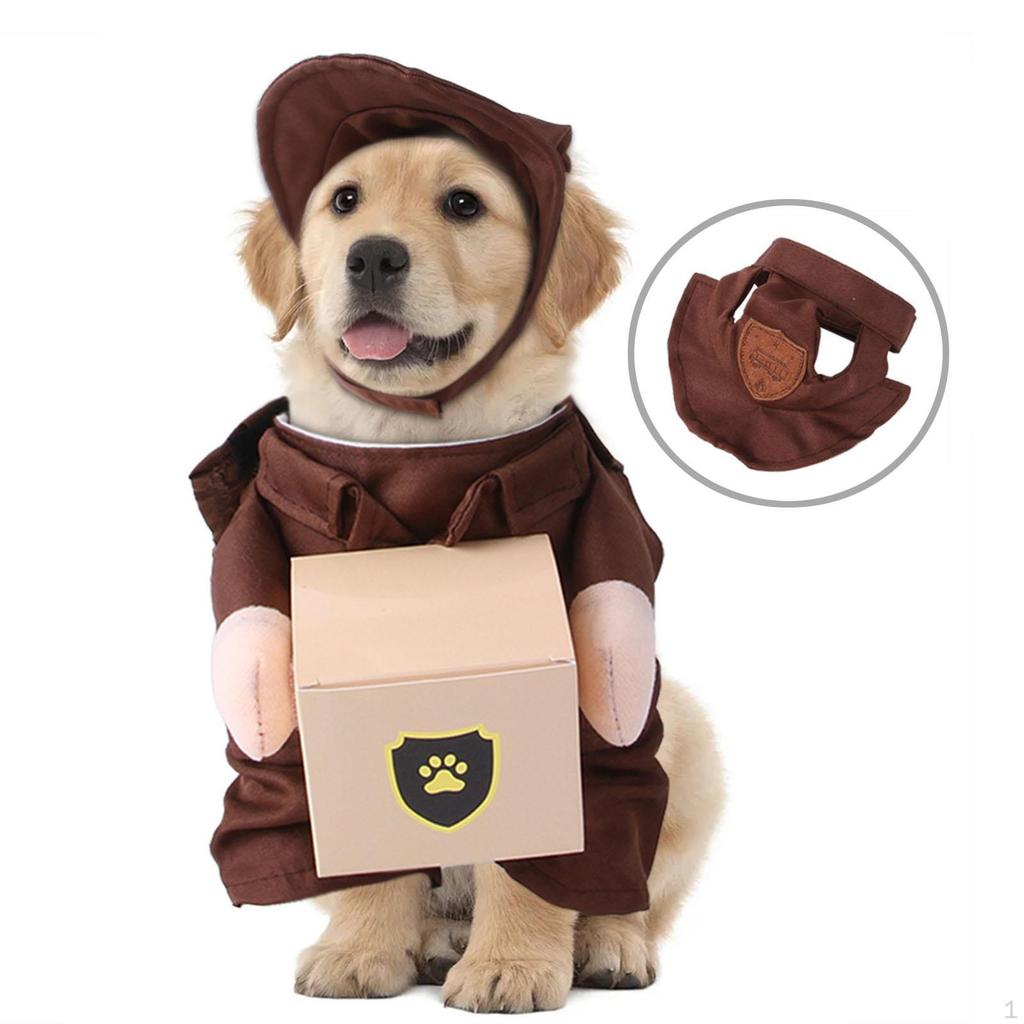 Mail Carrier Dog Costume for Dogs Cats Accessories with Hat Pet Apparel Christmas Halloween Role