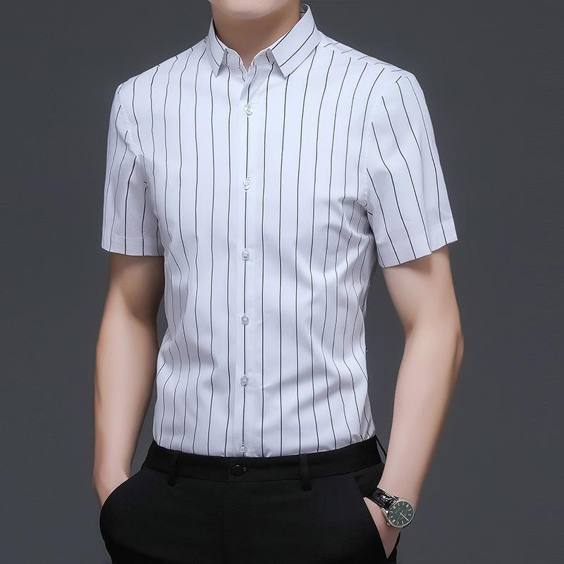 Summer New Men's Short-Sleeved Shirt Middle-Aged Simple Casual Thin Lapels Fashion Shirt