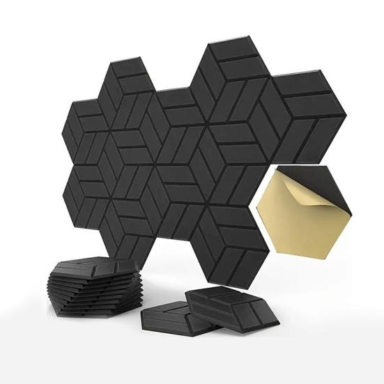 12 шт. войлочная звукоизоляционная стеновая панель самоклеящаяся звукопоглощающая высокоплотная толстая акустическая пенная панель для домашней студии шестигранная шумоподавляющая стеновая панель