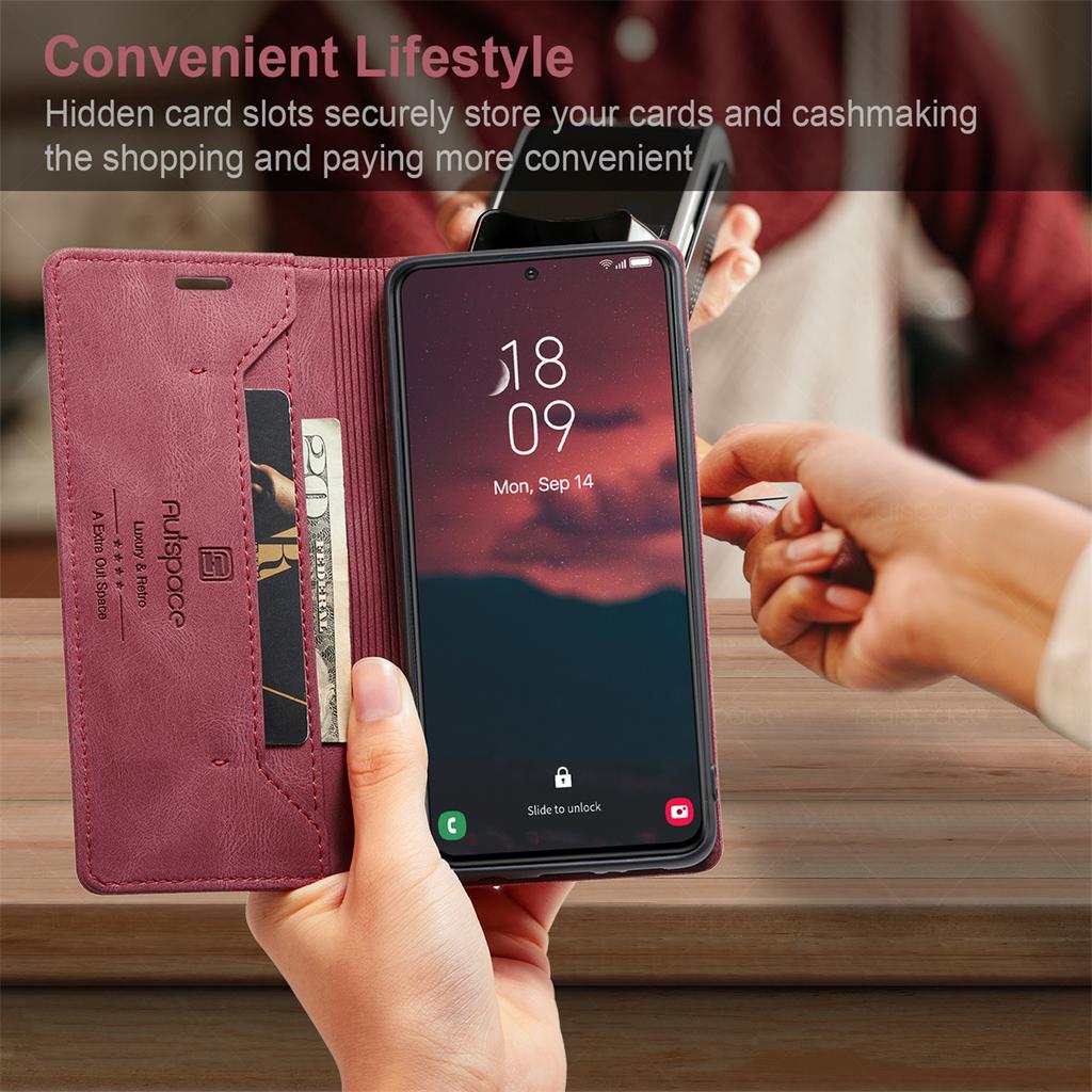 Premium Vintage Leather Wallet Case for Samsung Galaxy S25 - Flip Cover with Card Slots, Shockproof Retro Style (4 Colors)