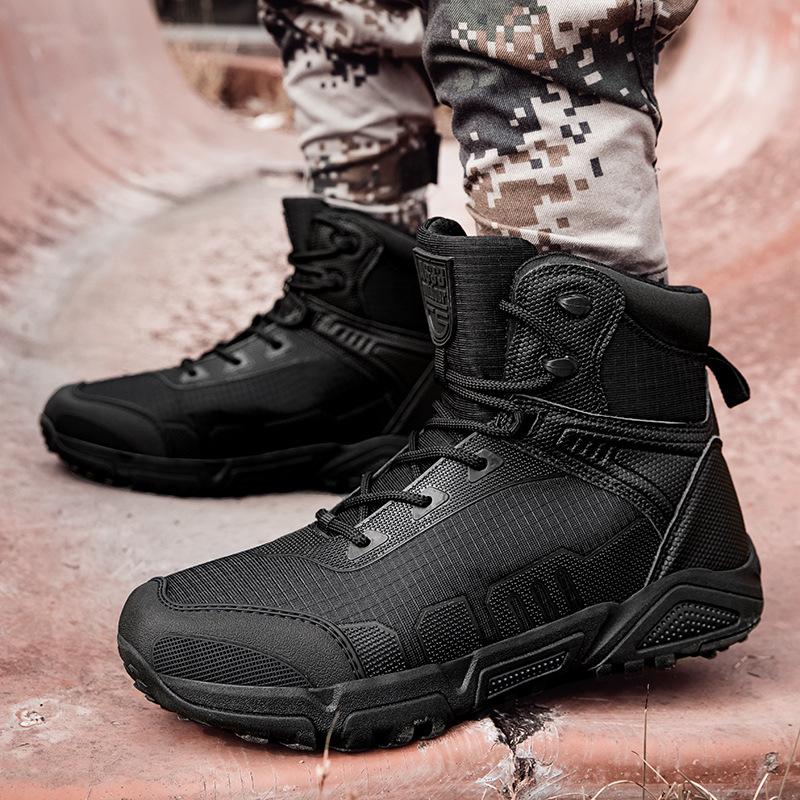 Large size outdoor multi-terrain combat boots low-top lace-up military training wear-resistant hiking boots