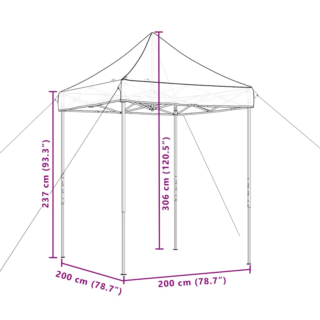 Foldable Pop Up Party Tent Taupe 200x200x306 cm