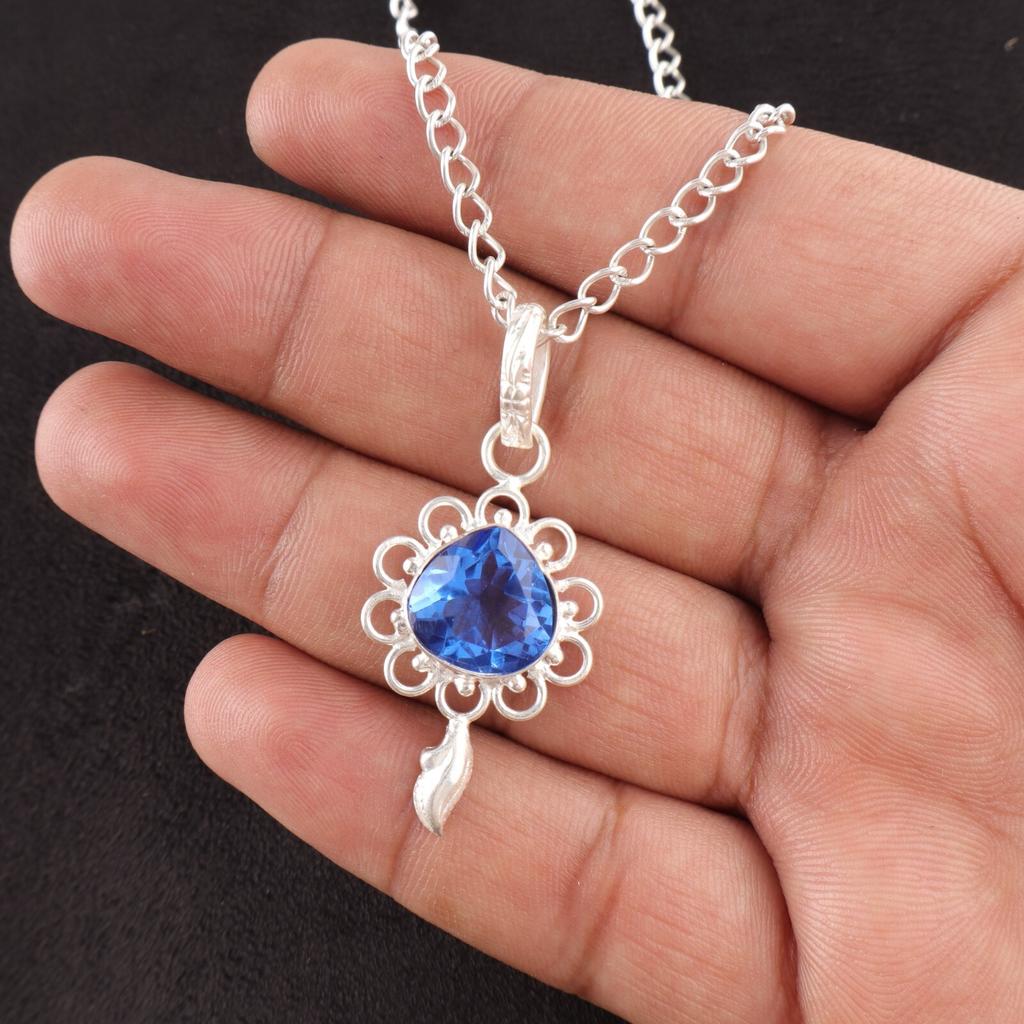 December Natural Tanzanite Best Sisters Gift Pendant Jewelry 925 Sterling Silver PP-4-4