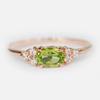 Rose Gold Peridot Ring With Micro Pave Zircon Four Prong Minimalist Unisex Couple Band