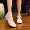 Chinese Traditional Style Birds and Flower Embroidered Women Canvas Ballet Flats Vintage Ladies Round Toe Soft Cotton Shoes