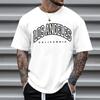 Los Angeles Letter Print T-shirts Cotton Men Clothes Vintage Sports Short Sleeve T Shirt Summer Fitness Loose Plus Size Shirts