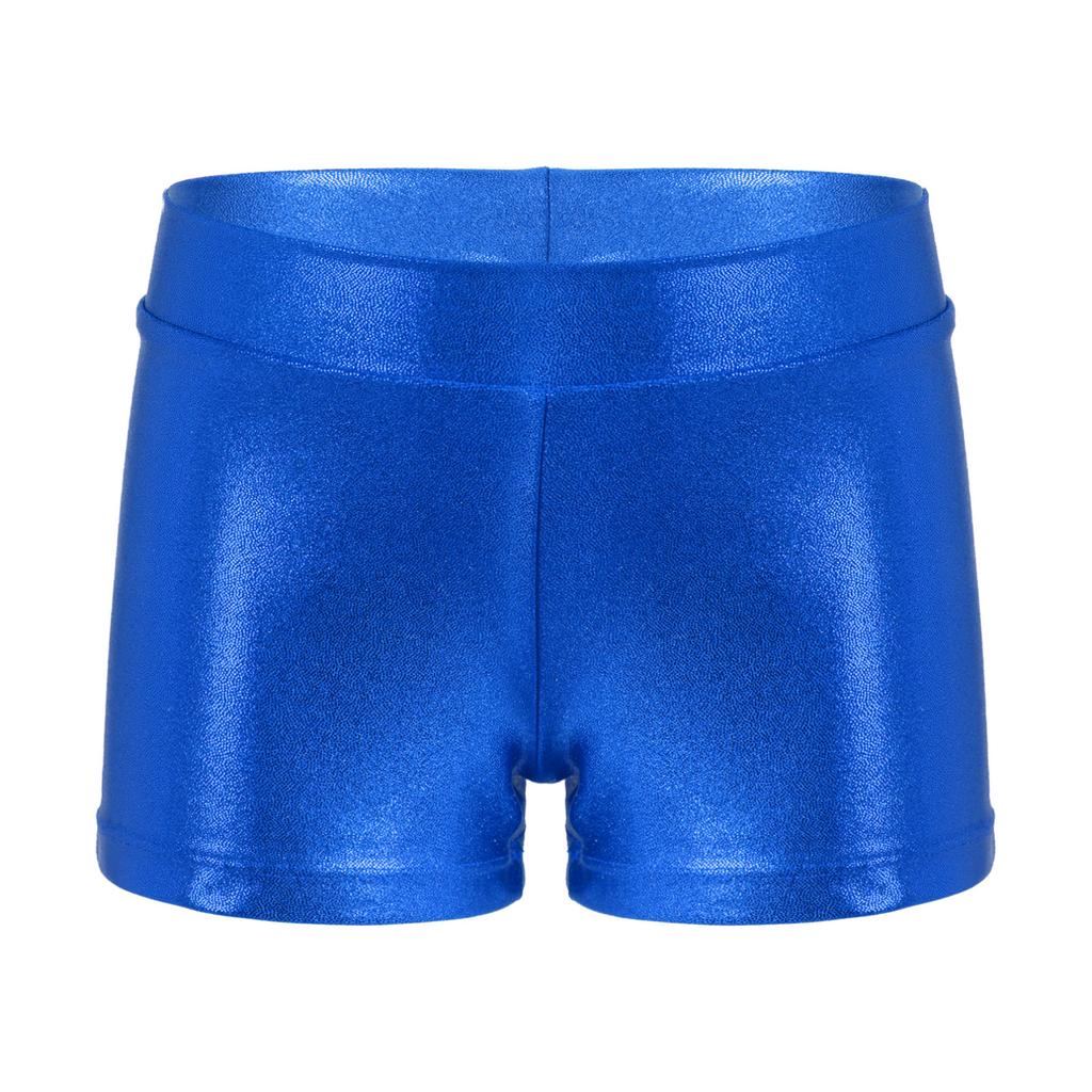 Детские шорты с блестящим металлическим эластичным поясом для девочек, спортивные шорты для тренировок в тренажерном зале и танцах