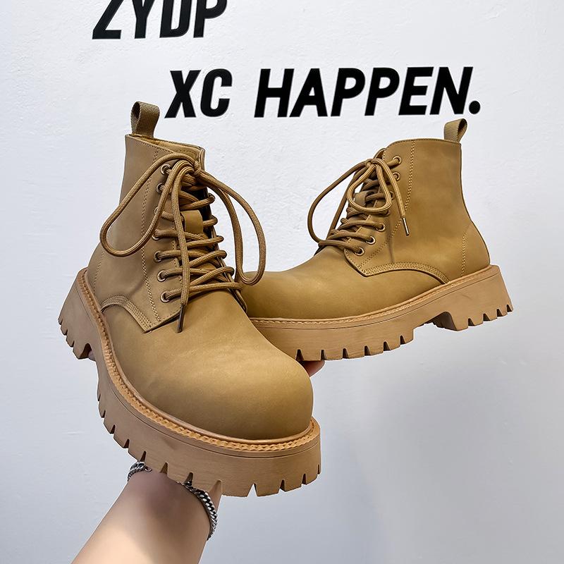 Большие желтые ботинки мужская обувь ботинки Мартина большая голова продвинутый смысл нишевые желтые короткие ботинки американские рабочие ботинки 8266-A