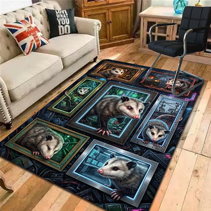 Possums Techscape Pattern Rug Floor Mat for Living Room or Bedroom Soft and Comfortable Carpet a Gift for Birthday and Holiday.