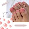 24pcs Foot Nails Tips Toe Nails Short French Full Cover Pink Gradient Fake Toenails