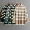 Women's Turtleneck Fuzzy Ribbed Knit Pullover Sweaters Long Sleeve Oversized Casual Jumper Tops for Women Loose Fit Fall Winter Striped Sweaters